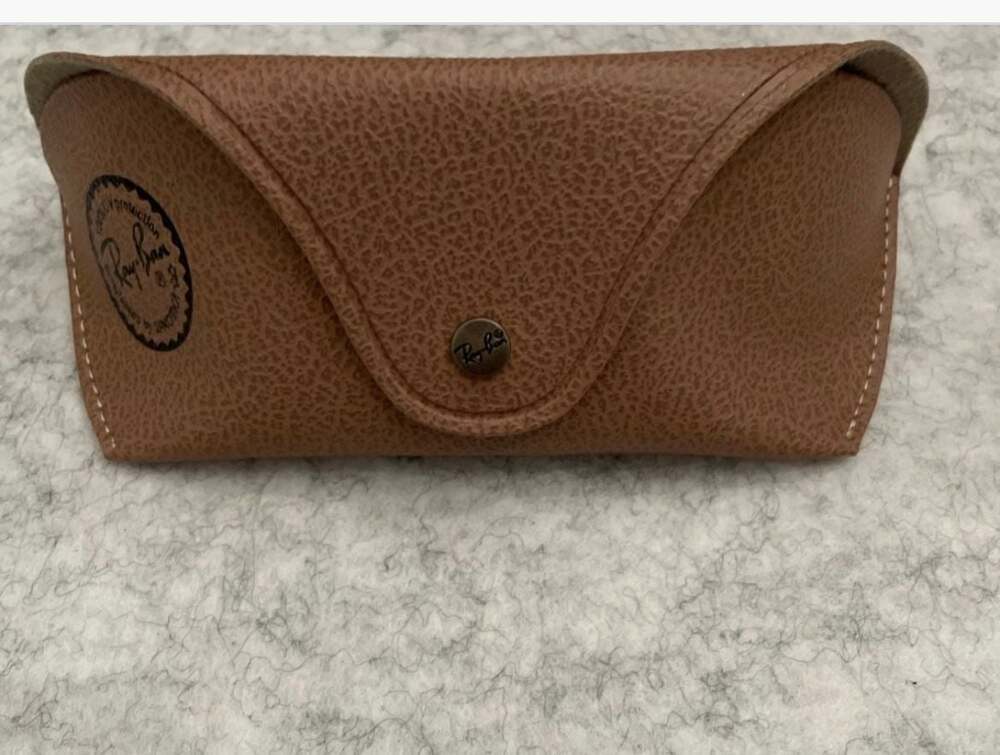 Ray-Ban Pebbled Brown Faux Leather Snap Sunglasses Case only